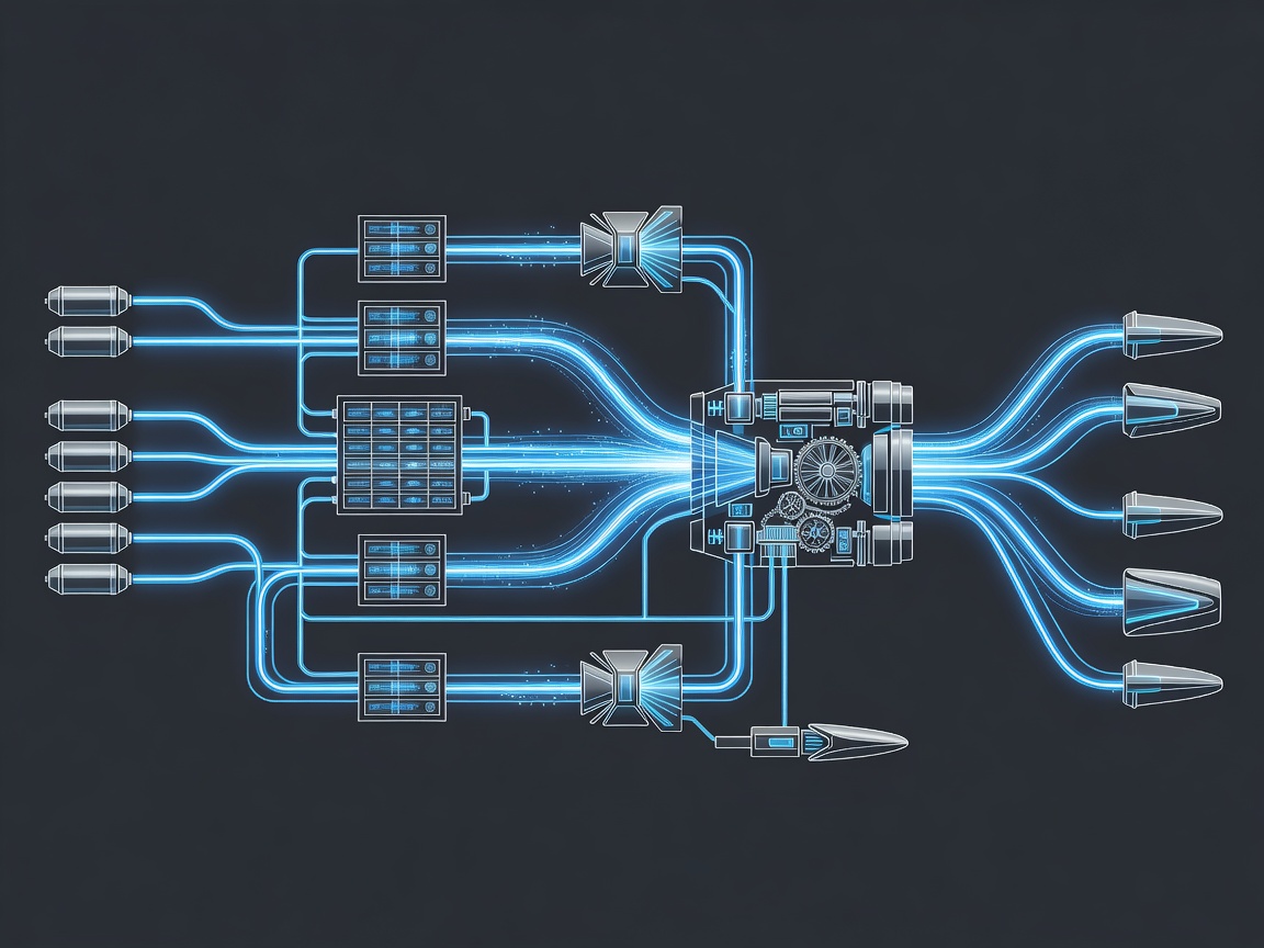 Futuristic 3D digital blueprint layout for modular yacht configuration